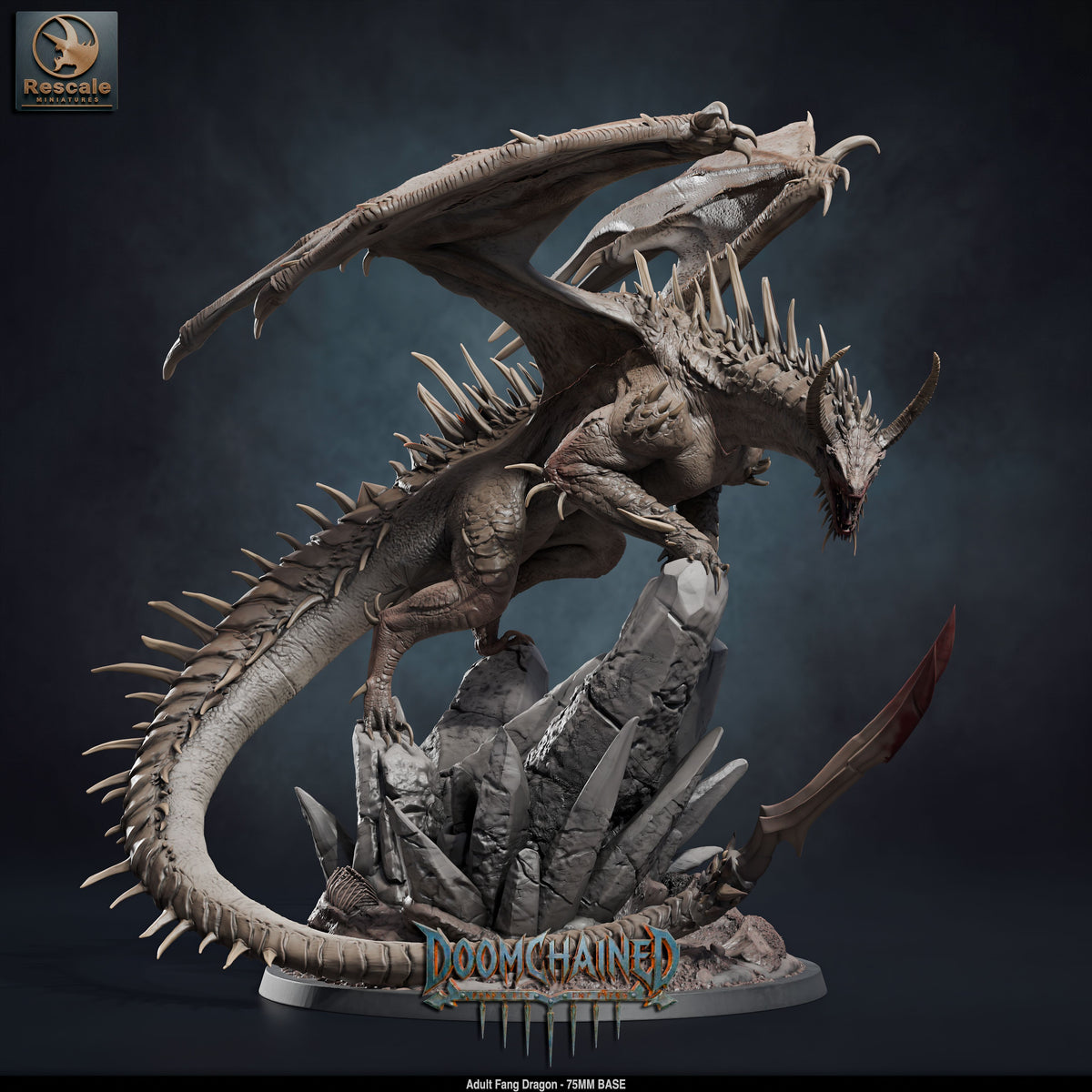 Adult Fang Dragon DND TTRPG Resin Model 75mm Base