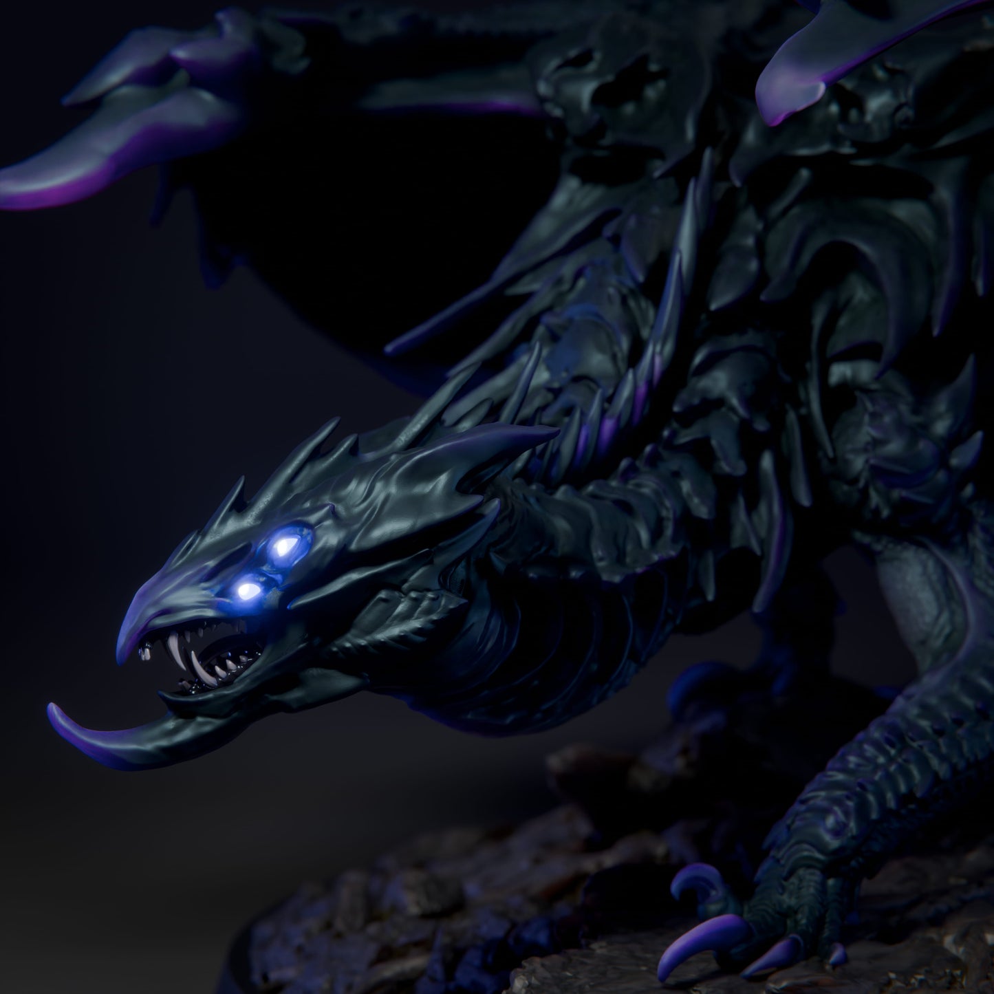 Shadow Dragon Large D&D Miniature | Dark Dragon Boss Figure for Dungeons and Dragons | Resin Tabletop RPG Model | 75mm Base