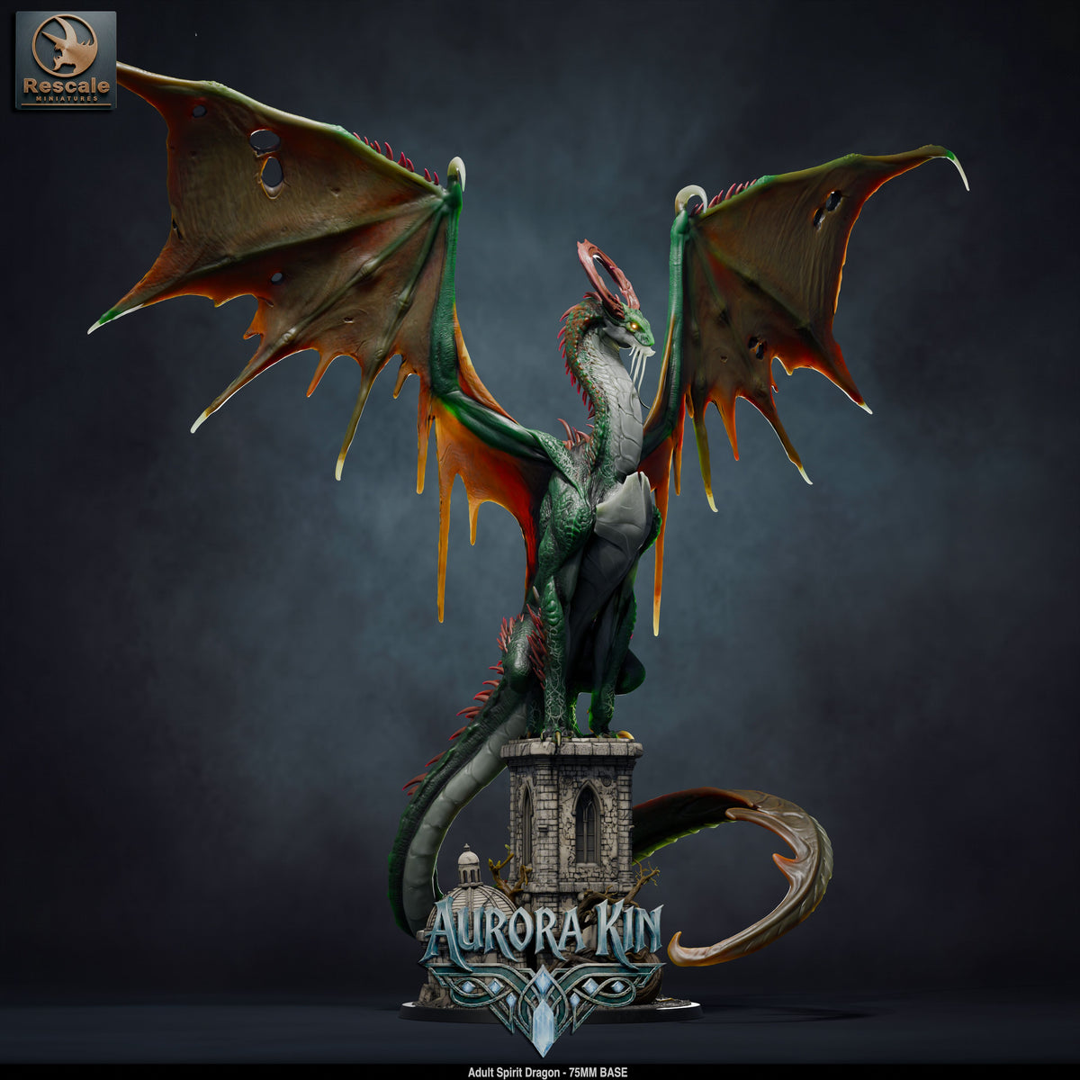 Adult Spirit Dragon DND TTRPG Resin Model 75mm Base
