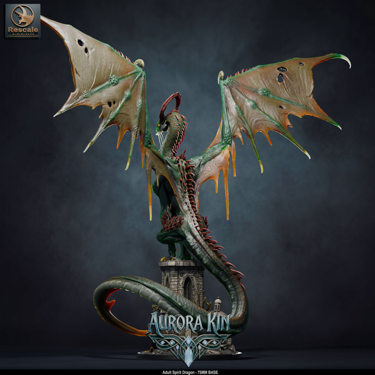 Adult Spirit Dragon DND TTRPG Resin Model 75mm Base