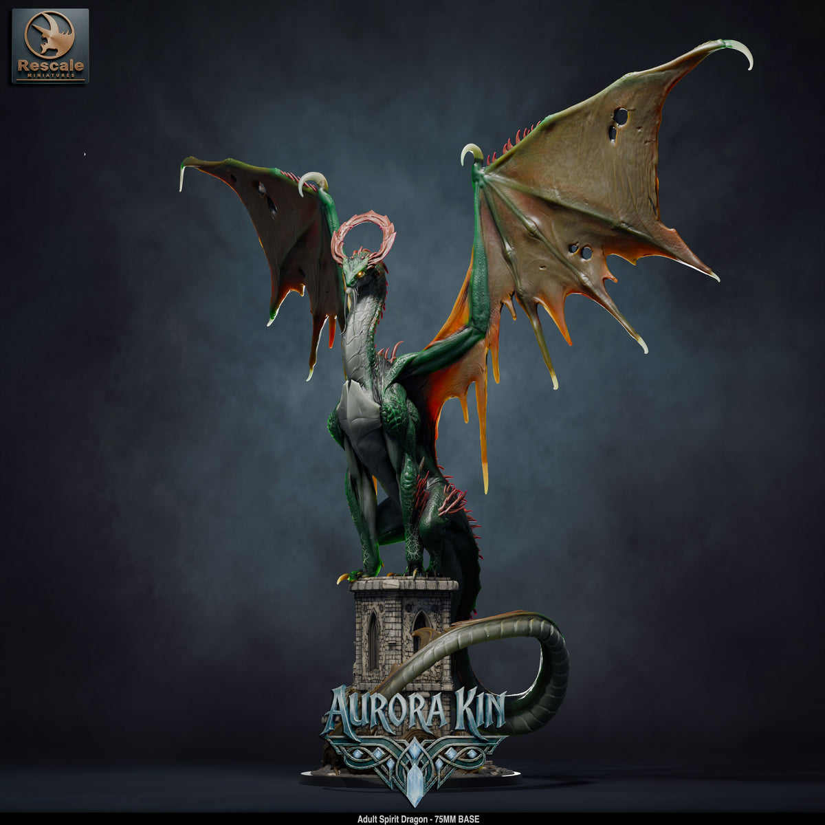 Adult Spirit Dragon DND TTRPG Resin Model 75mm Base