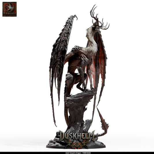 Adult Vampiric Dragon Undead Dragon DND Miniature TTRPG Resin Figure 75mm Base