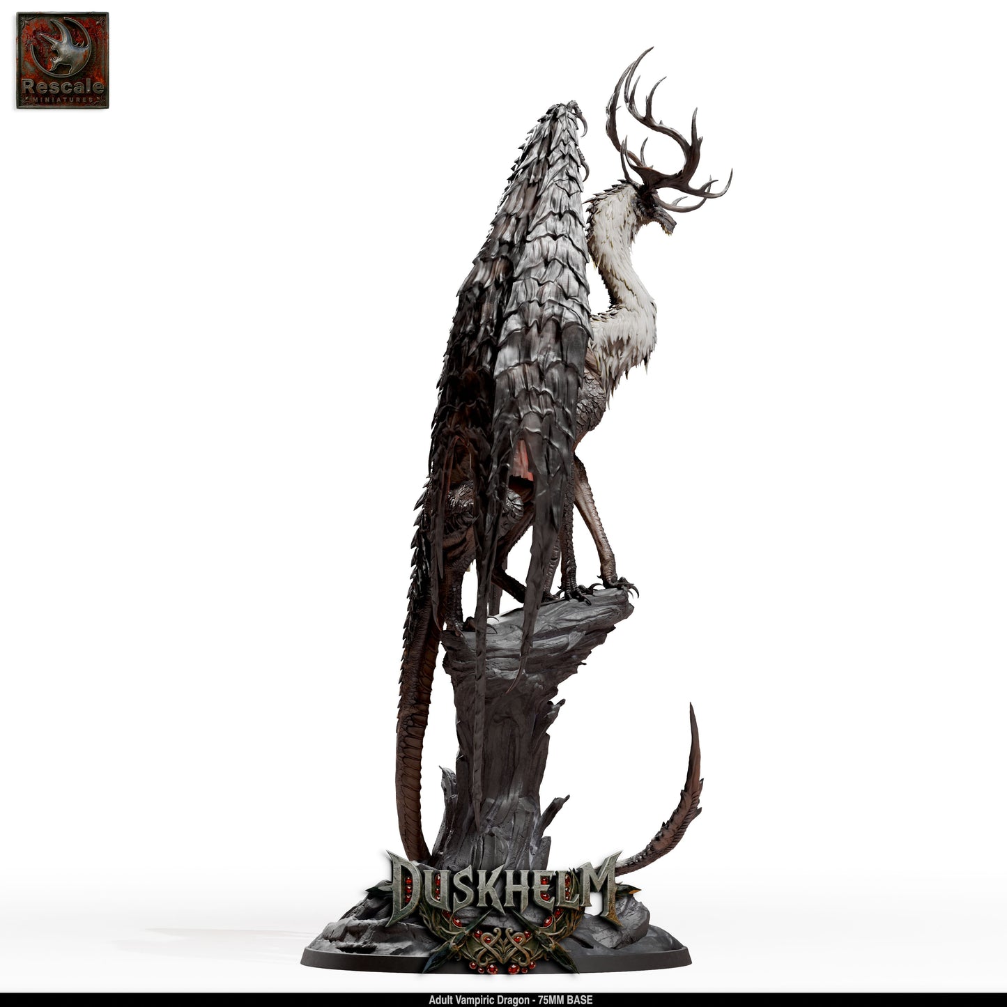 Adult Vampiric Dragon Undead Dragon DND Miniature TTRPG Resin Figure 75mm Base