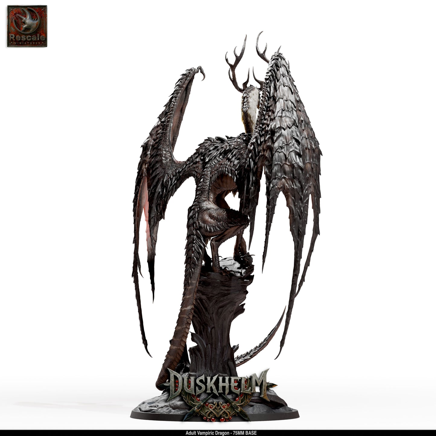 Adult Vampiric Dragon Undead Dragon DND Miniature TTRPG Resin Figure 75mm Base