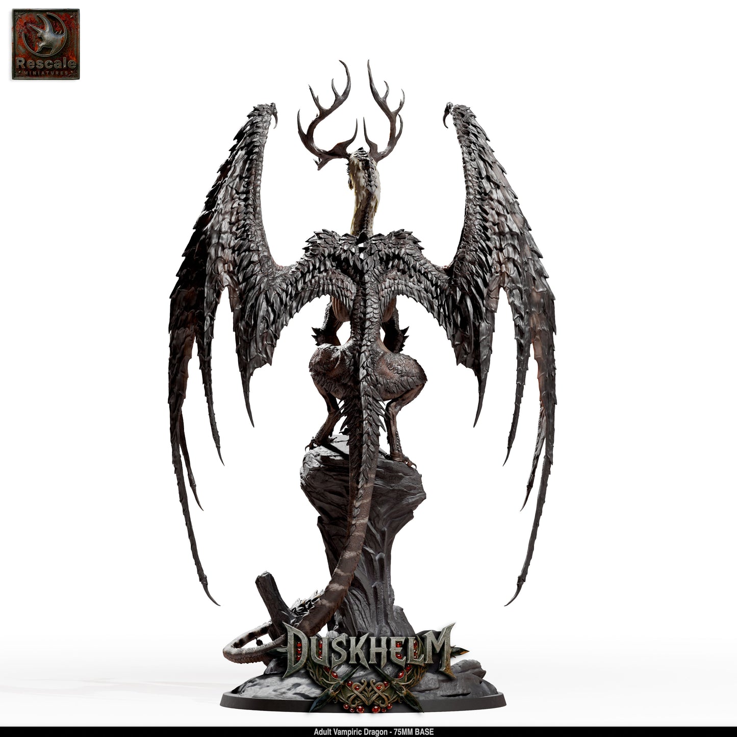Adult Vampiric Dragon Undead Dragon DND Miniature TTRPG Resin Figure 75mm Base