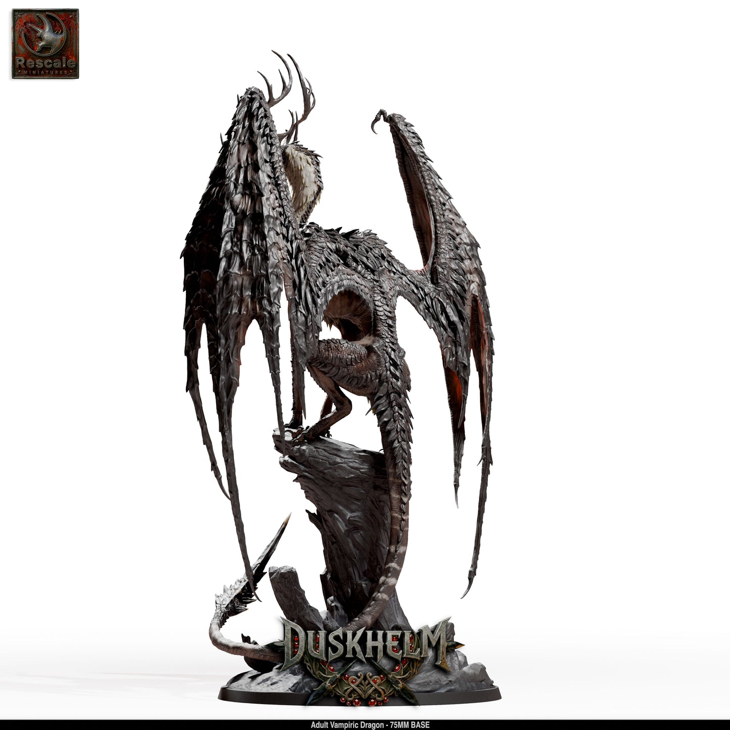 Adult Vampiric Dragon Undead Dragon DND Miniature TTRPG Resin Figure 75mm Base