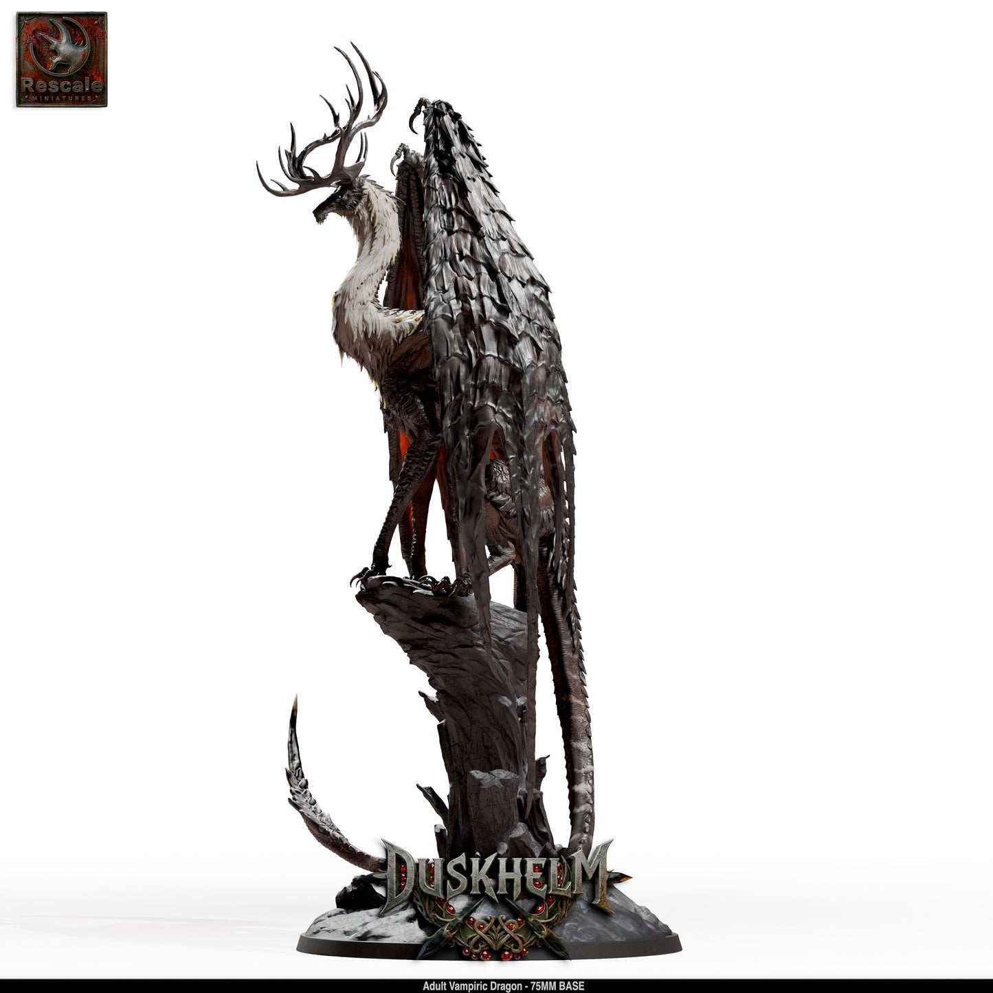 Adult Vampiric Dragon Undead Dragon DND Miniature TTRPG Resin Figure 75mm Base