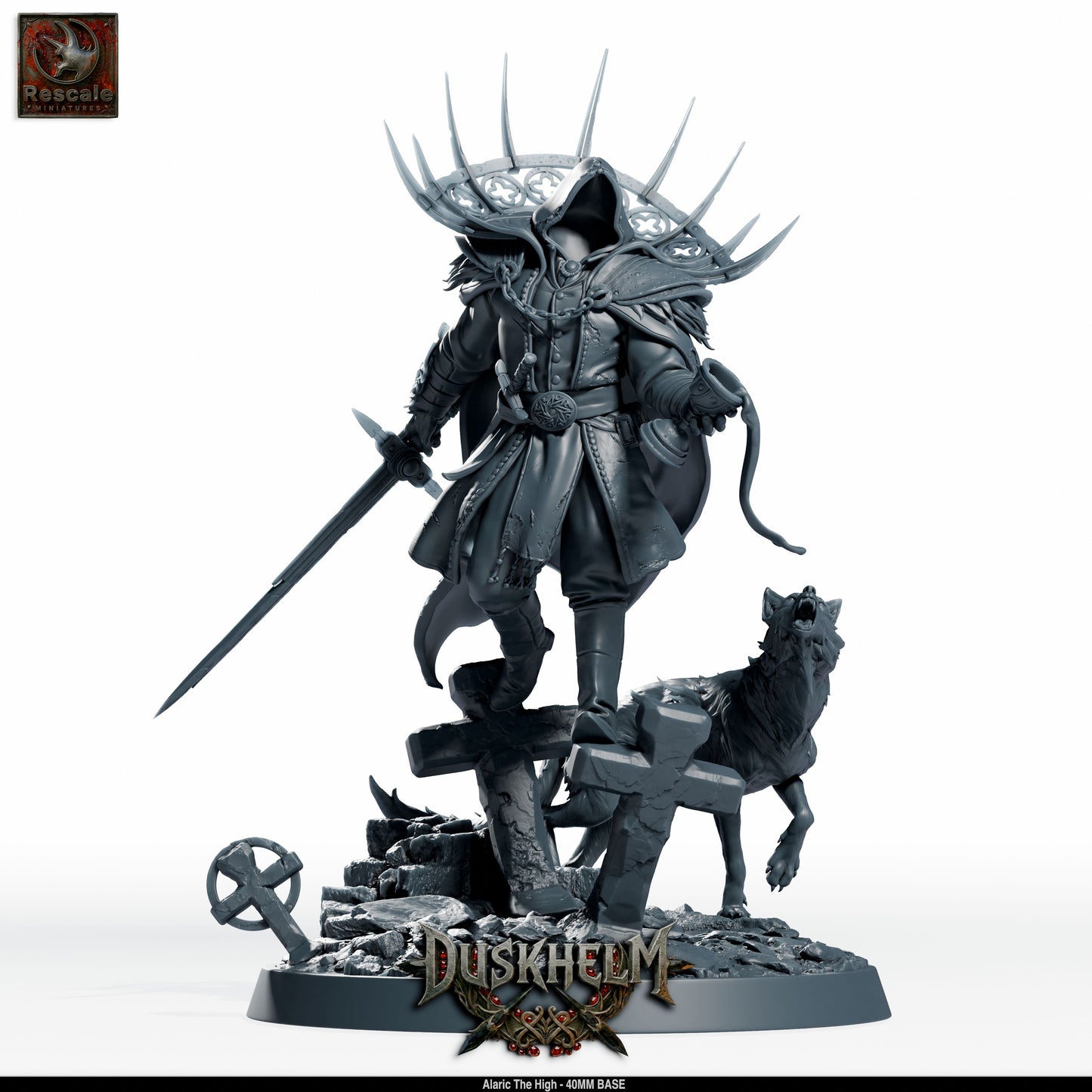 Alaric the High Human King DND Miniature TTRPG Resin Figure 40mm Base