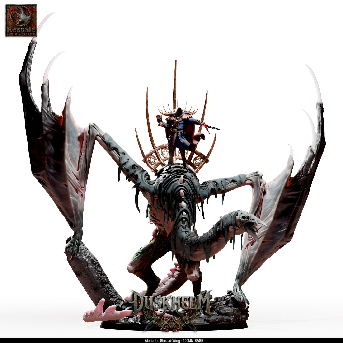 Shroudwing Mournwing Dragon DND Miniature TTRPG Resin Figure 100mm Base