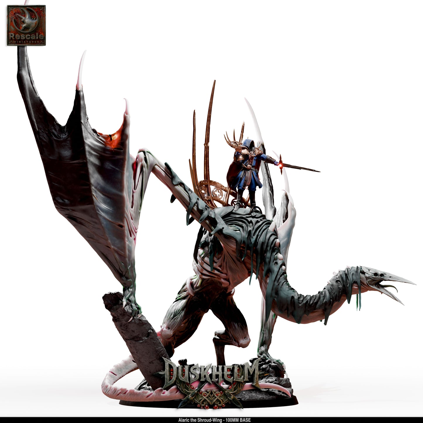 Shroudwing Mournwing Dragon DND Miniature TTRPG Resin Figure 100mm Base
