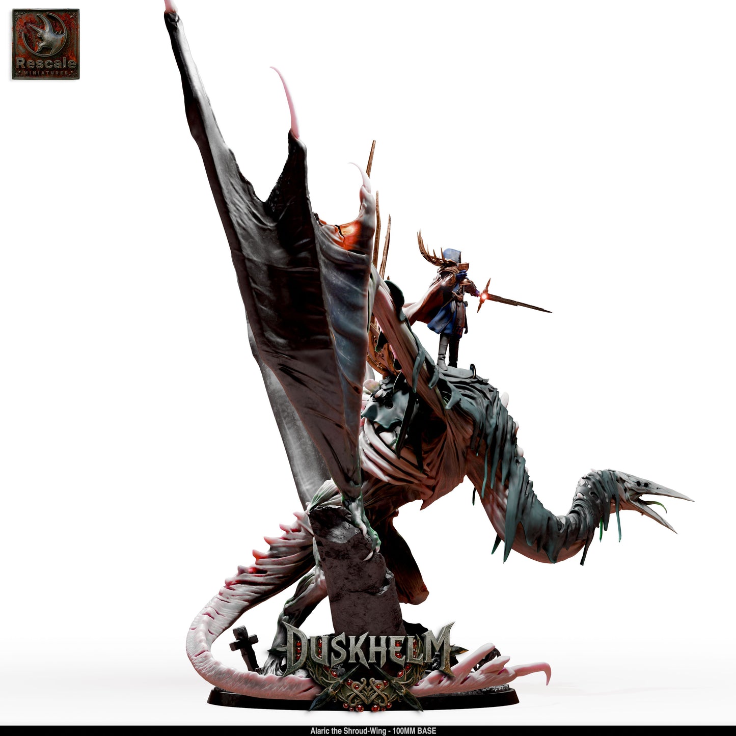 Shroudwing Mournwing Dragon DND Miniature TTRPG Resin Figure 100mm Base