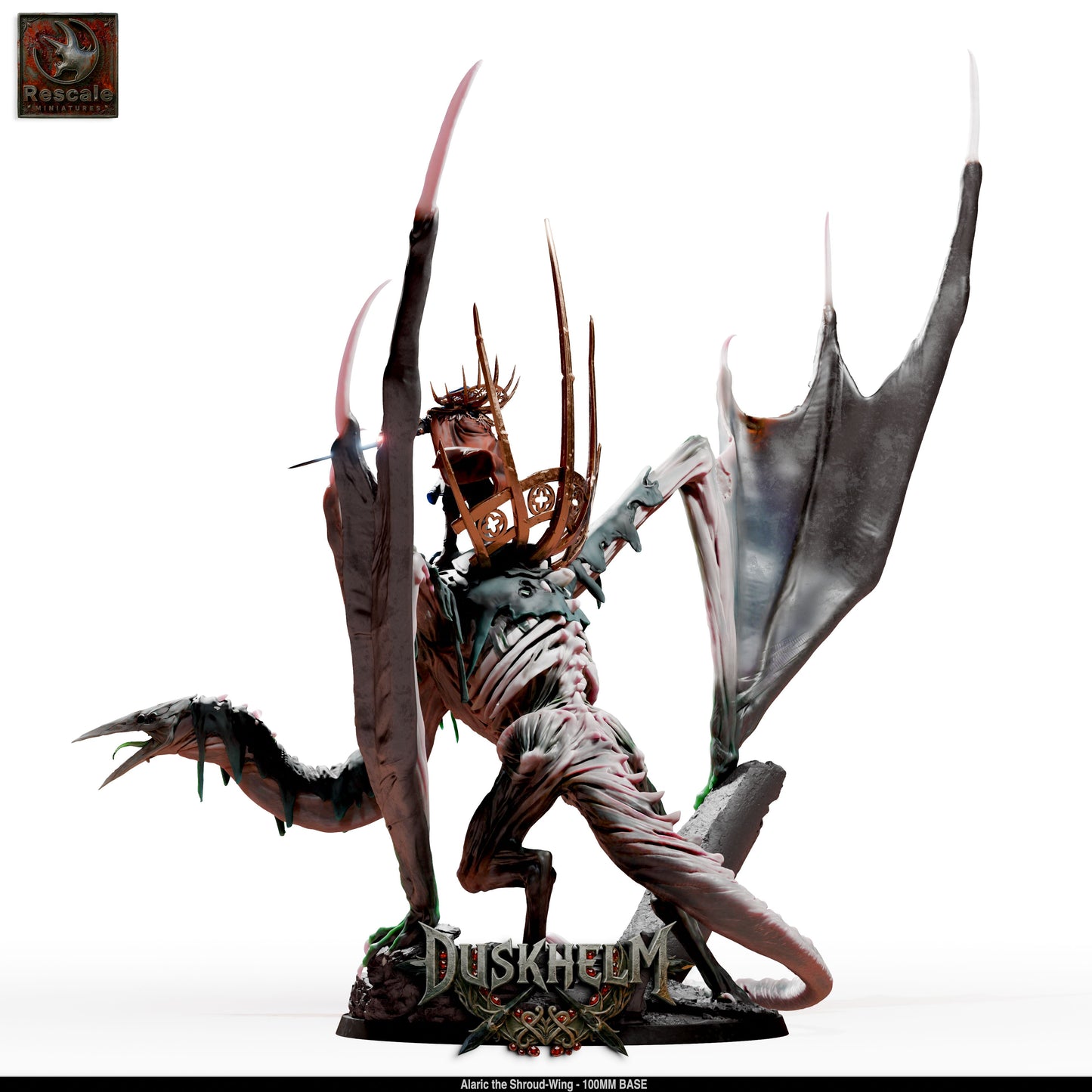 Shroudwing Mournwing Dragon DND Miniature TTRPG Resin Figure 100mm Base