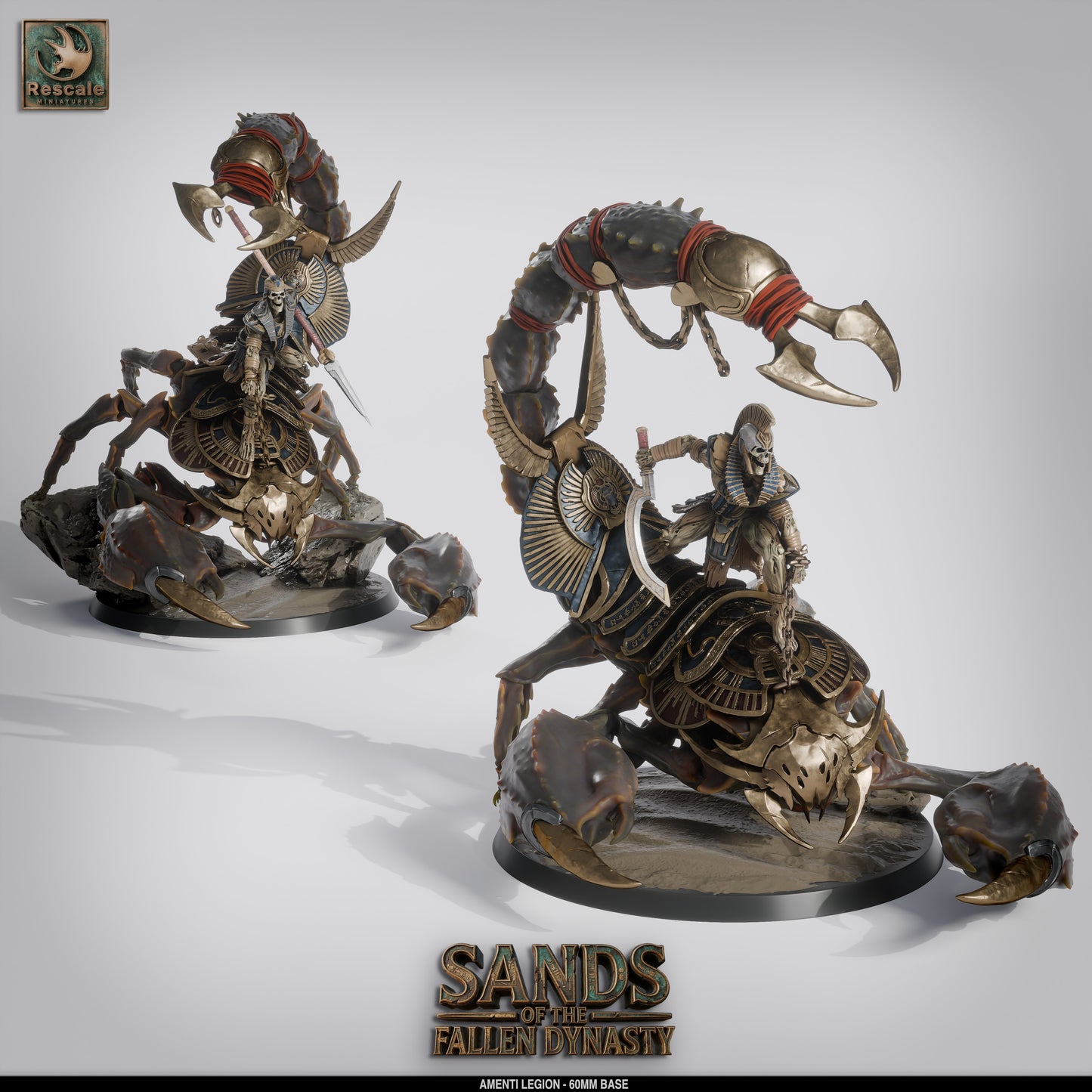Amenti Legion Giant Scorpion Riders | Desert Cavalry Warband | Resin Tabletop RPG Figure | 60mm Base