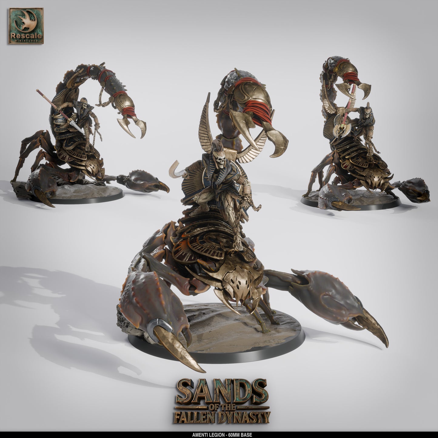 Amenti Legion Giant Scorpion Riders | Desert Cavalry Warband | Resin Tabletop RPG Figure | 60mm Base