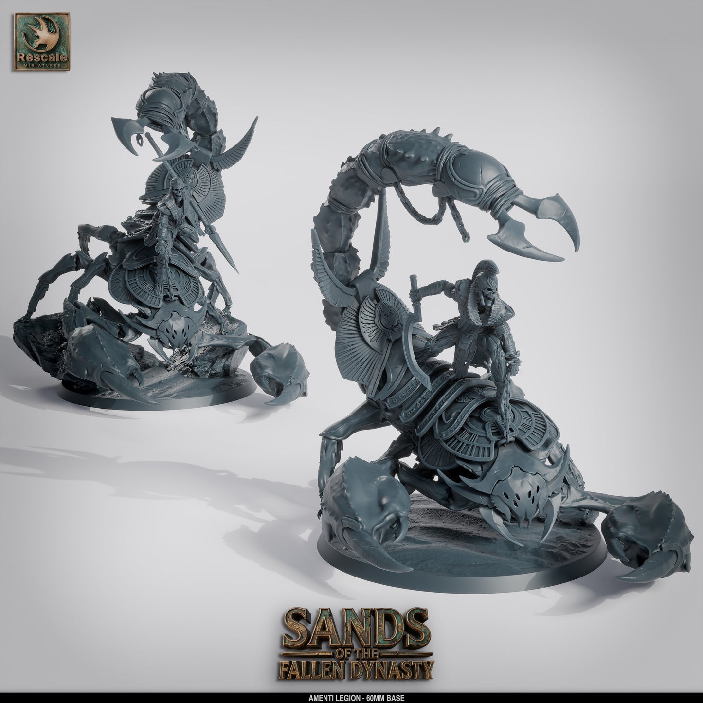 Amenti Legion Giant Scorpion Riders | Desert Cavalry Warband | Resin Tabletop RPG Figure | 60mm Base