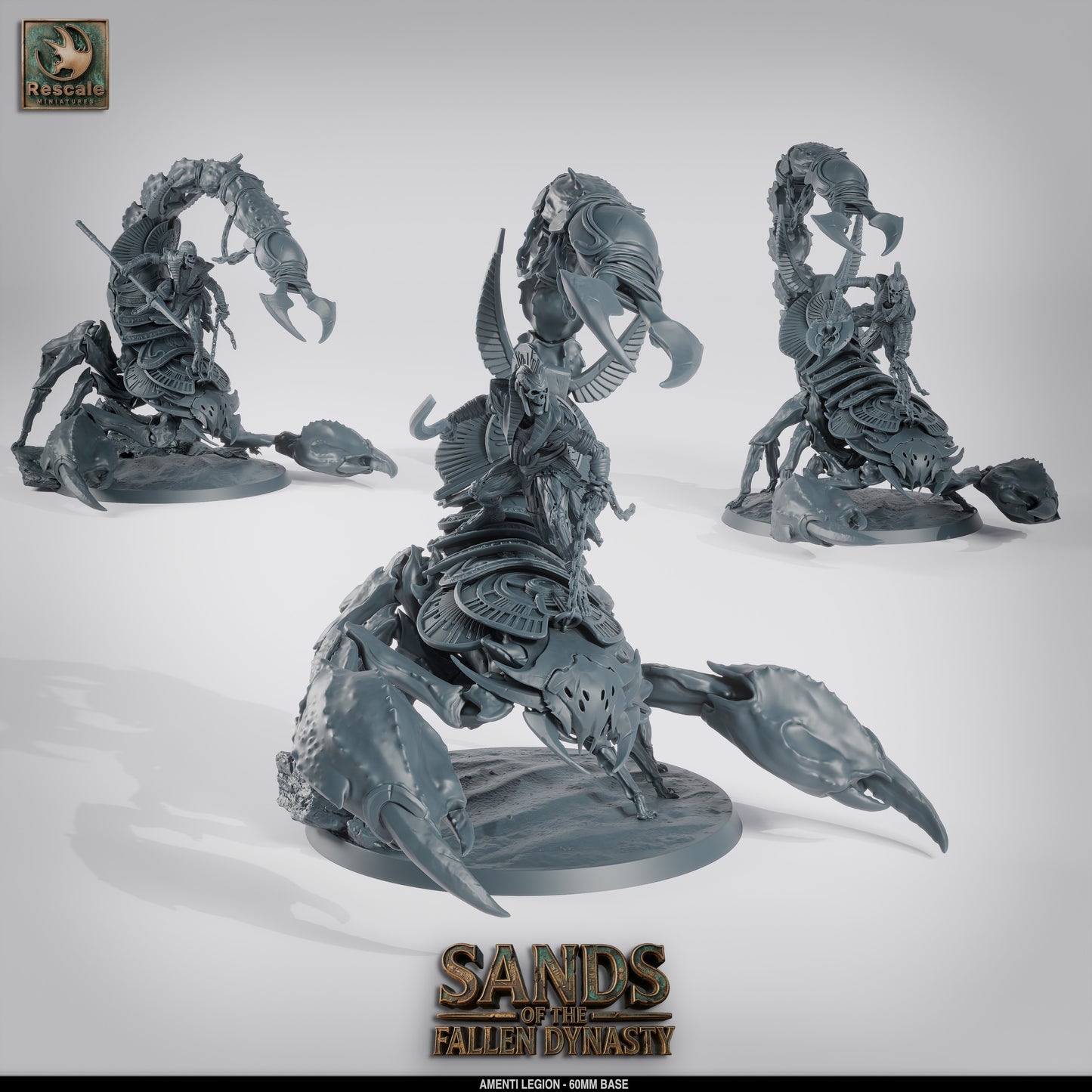 Amenti Legion Giant Scorpion Riders | Desert Cavalry Warband | Resin Tabletop RPG Figure | 60mm Base