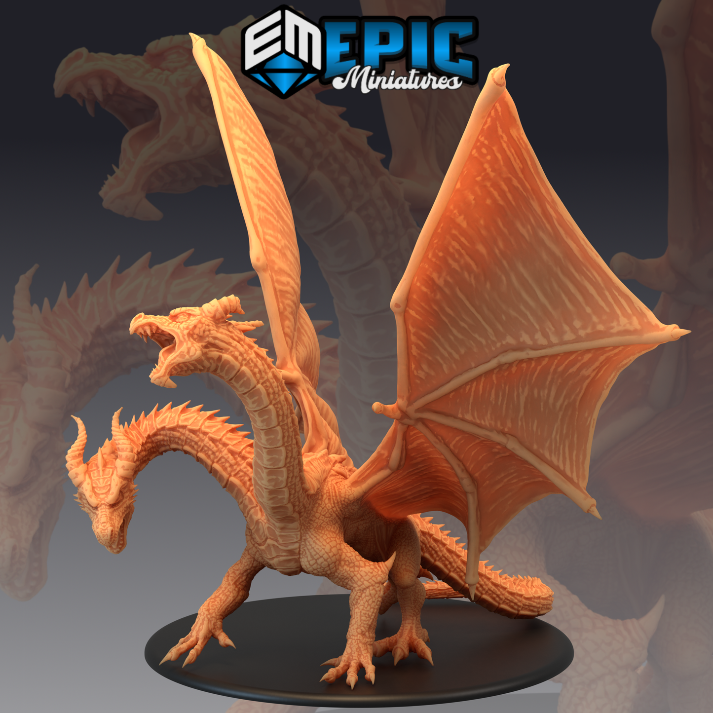 Ancient Twin Dragon DND TTRPG Resin Model 127mm Base