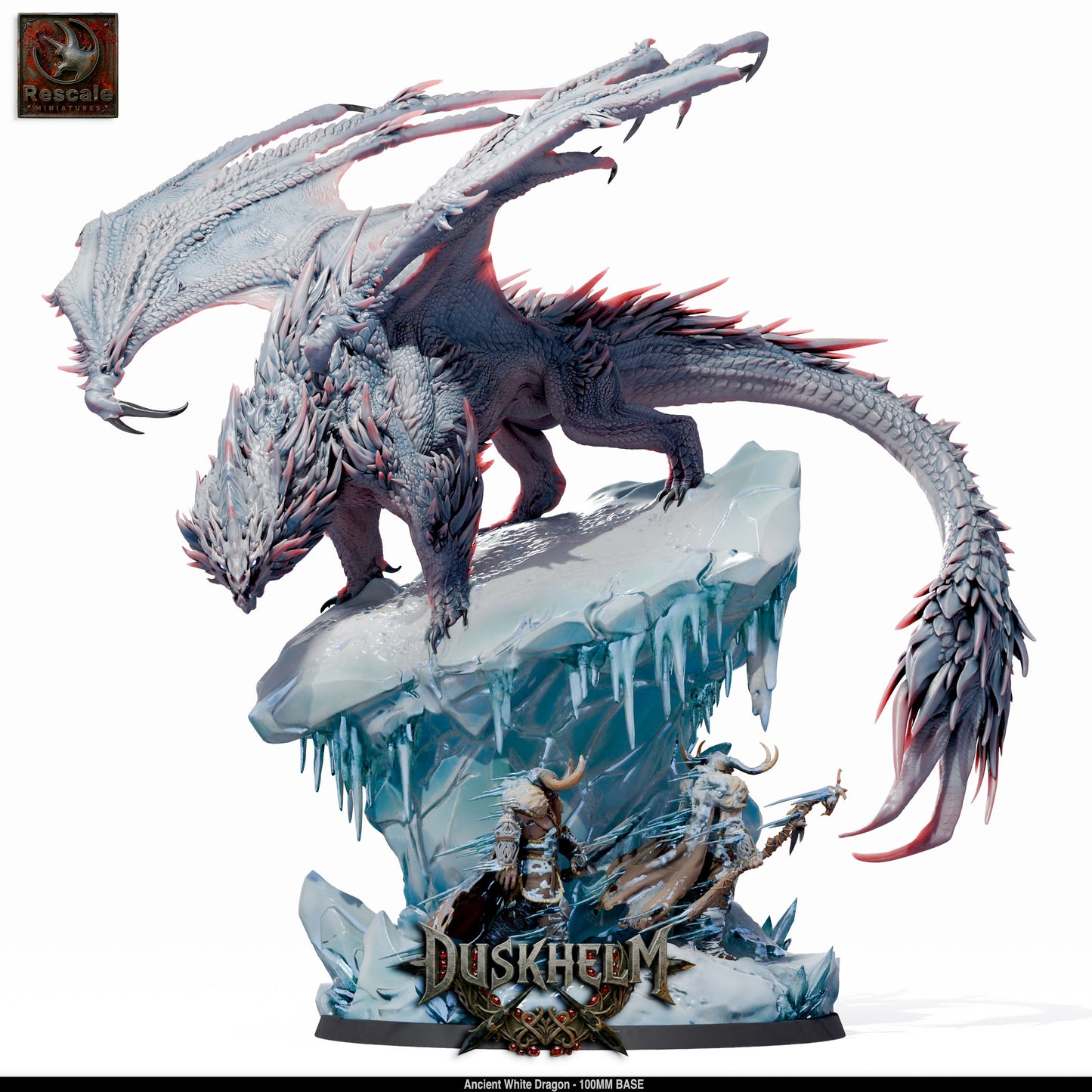 Ancient White Dragon DND Miniature TTRPG Resin Figure 100mm Base