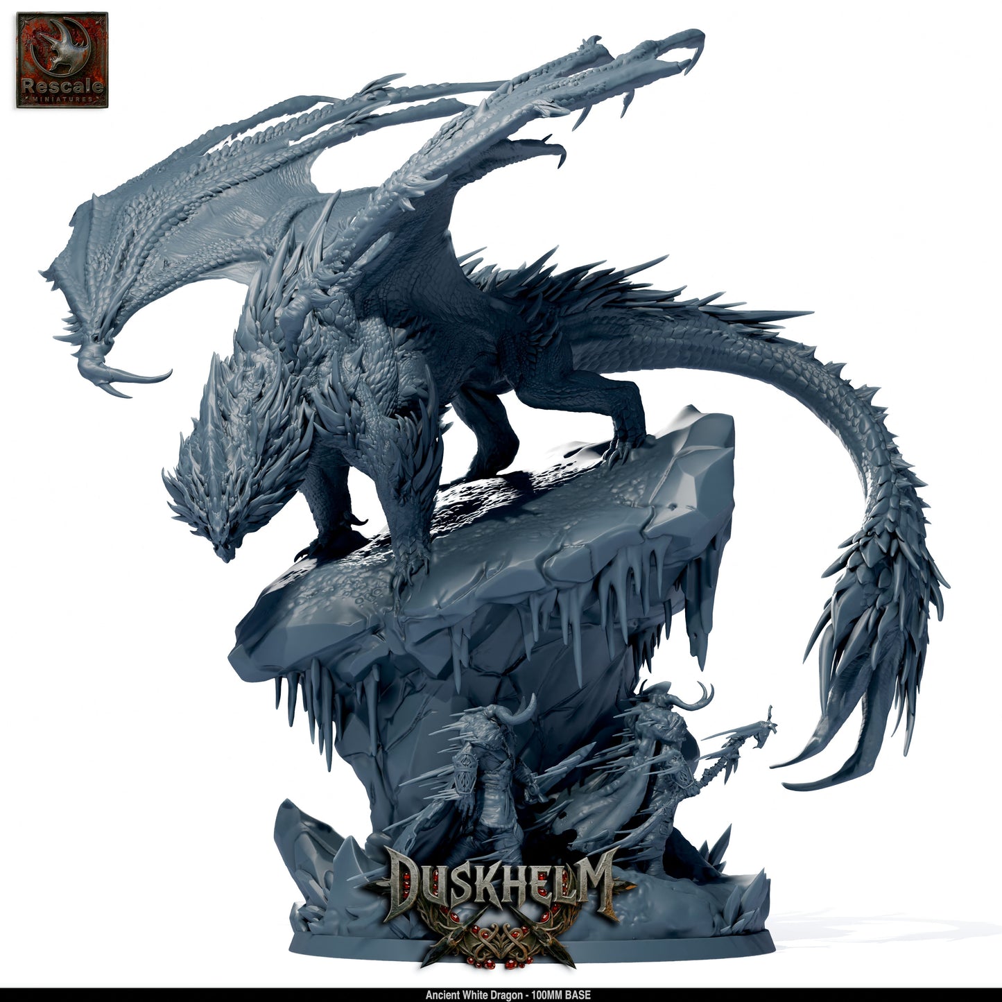 Ancient White Dragon DND Miniature TTRPG Resin Figure 100mm Base