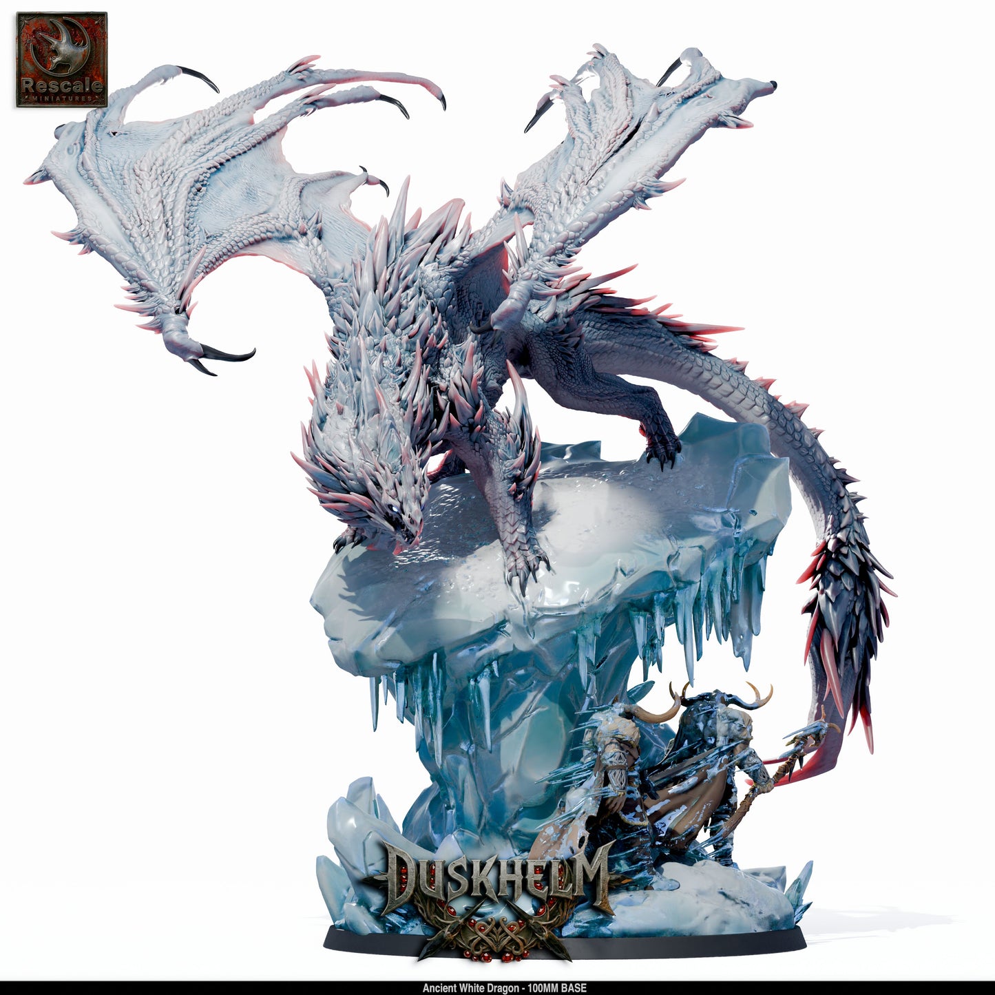 Ancient White Dragon DND Miniature TTRPG Resin Figure 100mm Base