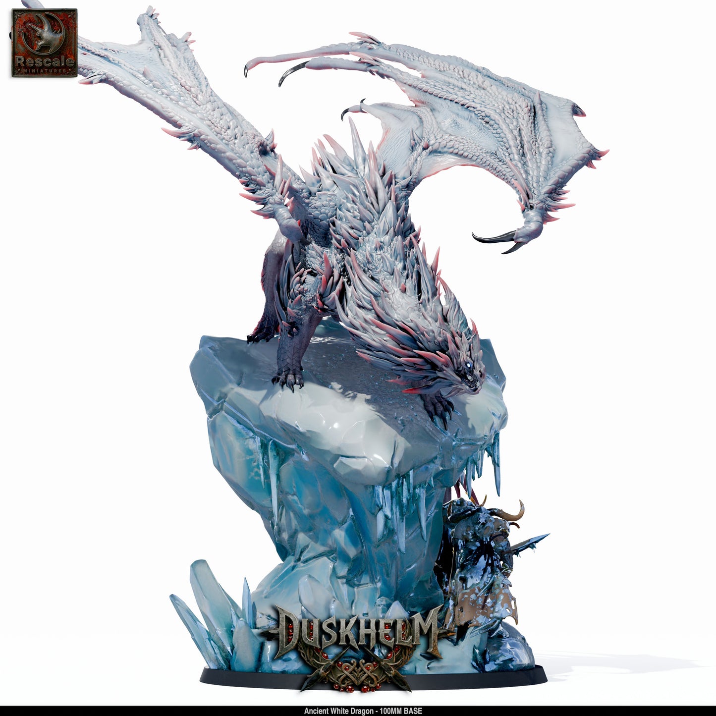 Ancient White Dragon DND Miniature TTRPG Resin Figure 100mm Base