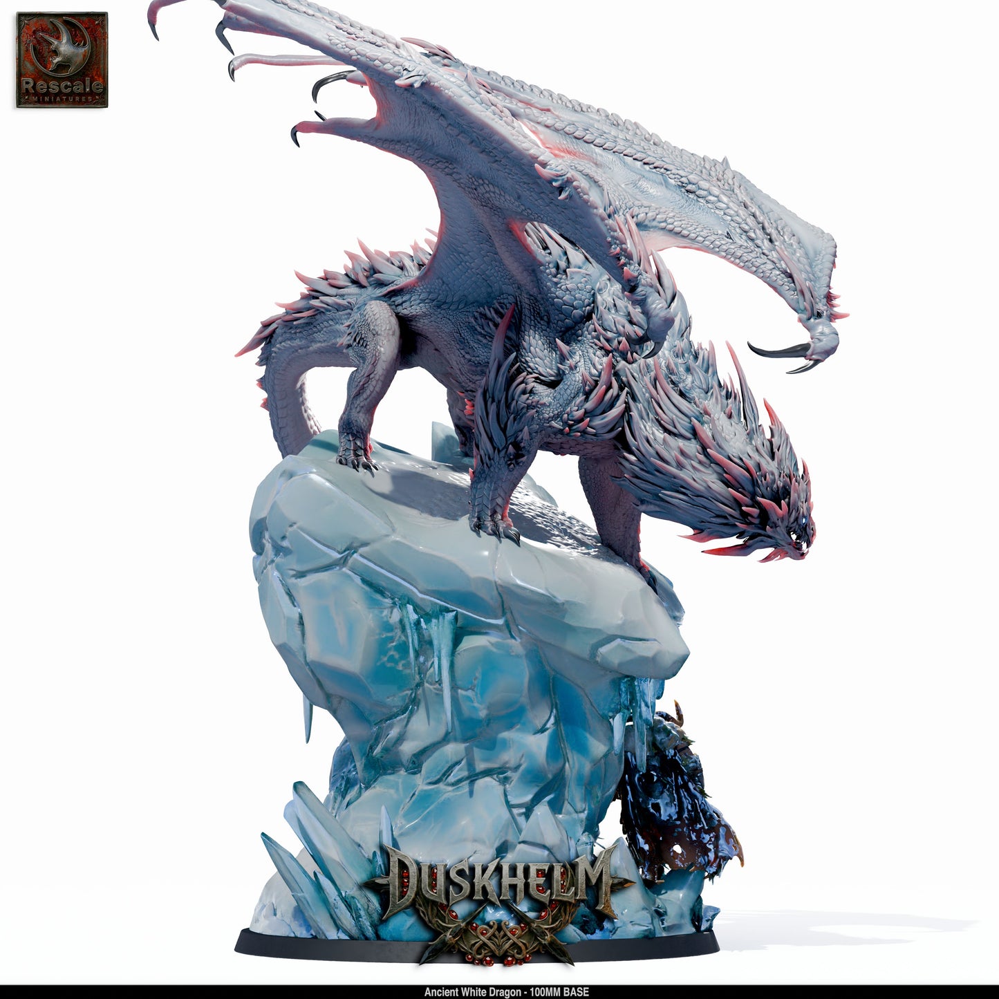 Ancient White Dragon DND Miniature TTRPG Resin Figure 100mm Base