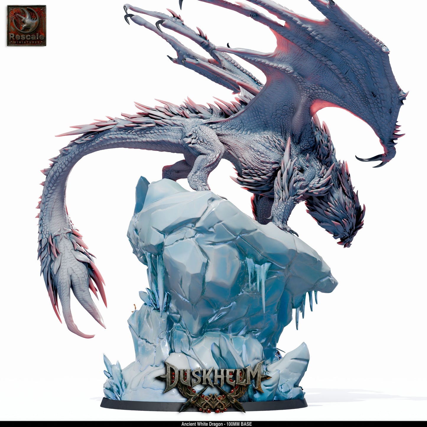 Ancient White Dragon DND Miniature TTRPG Resin Figure 100mm Base