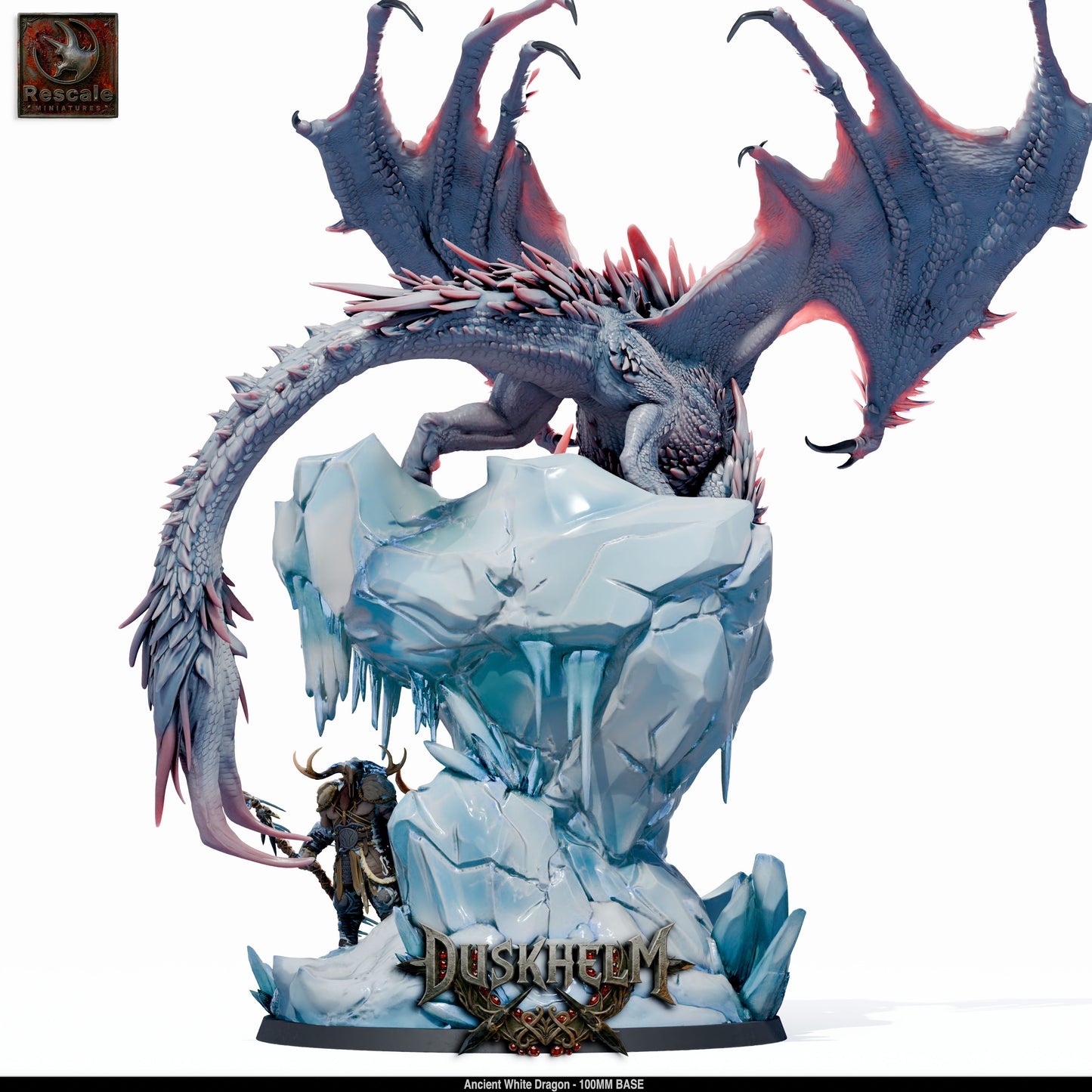 Ancient White Dragon DND Miniature TTRPG Resin Figure 100mm Base