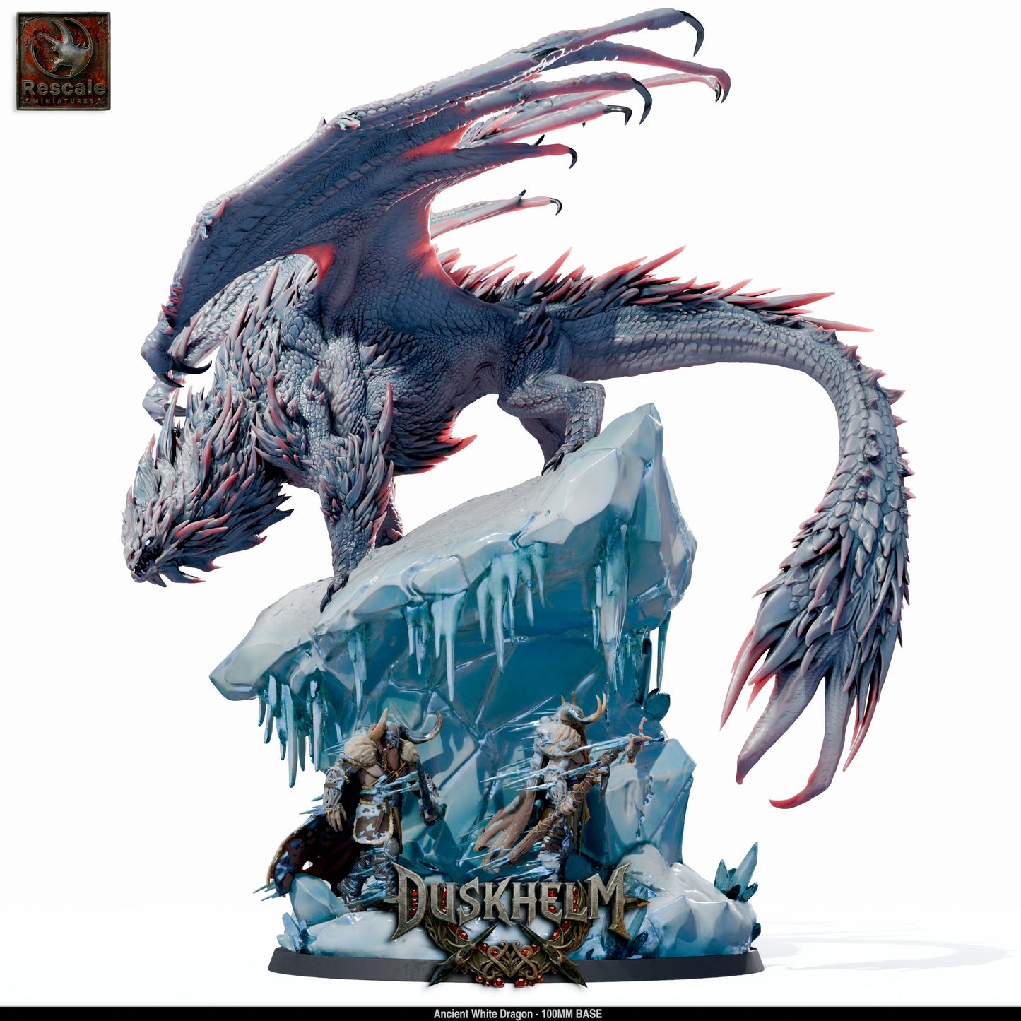 Ancient White Dragon DND Miniature TTRPG Resin Figure 100mm Base