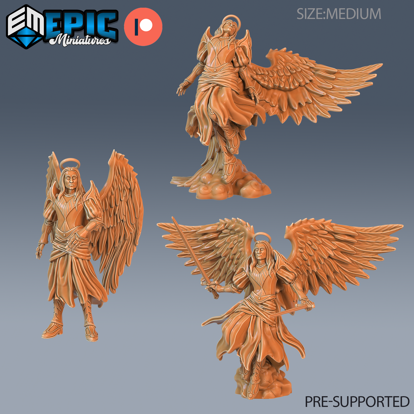 Angel Male DND Miniature TTRPG Resin Figure 25mm Base