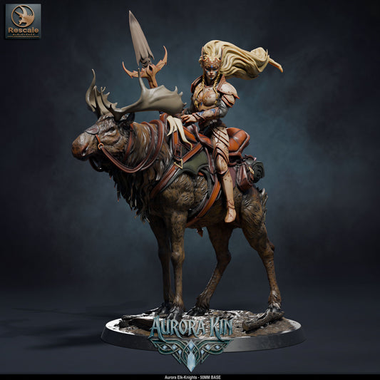 Aurora Elk Knight DND TTRPG Resin Model 50mm Base