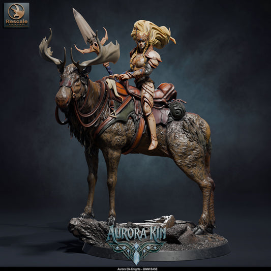 Aurora Elk Knight DND TTRPG Resin Model 50mm Base