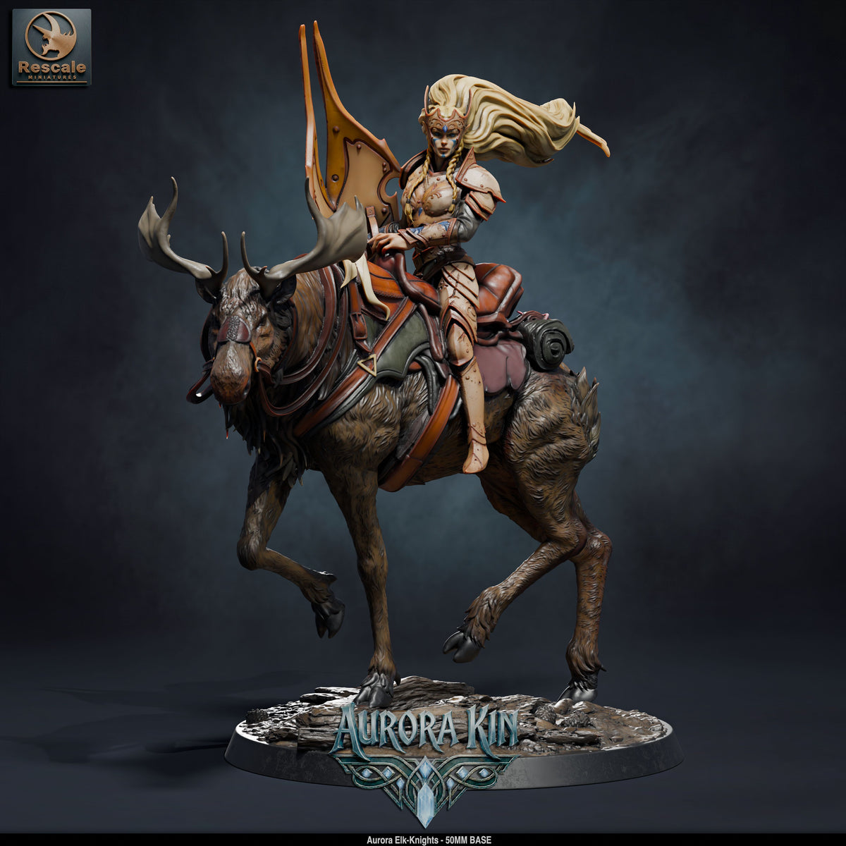 Aurora Elk Knight DND TTRPG Resin Model 50mm Base