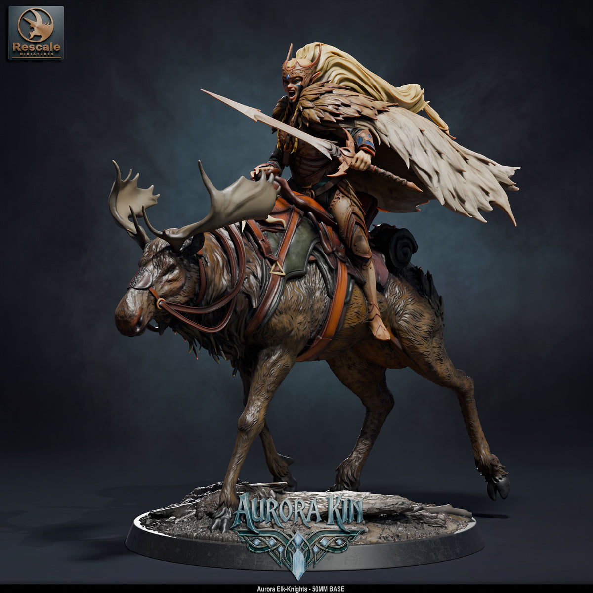 Aurora Elk Knight DND TTRPG Resin Model 50mm Base