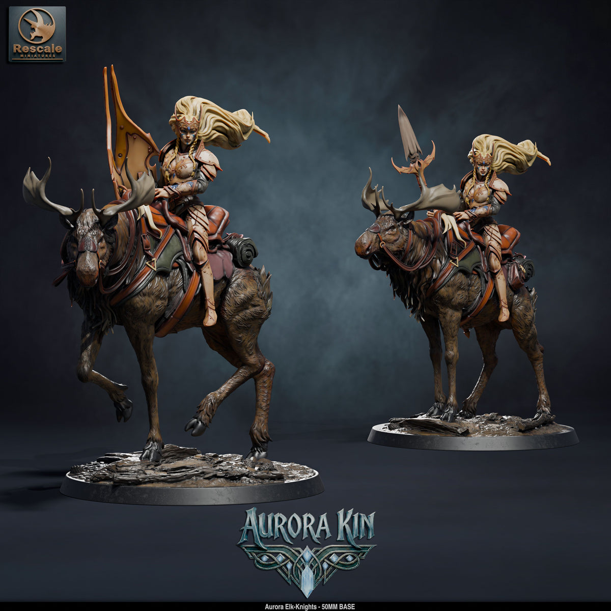 Aurora Elk Knight DND TTRPG Resin Model 50mm Base