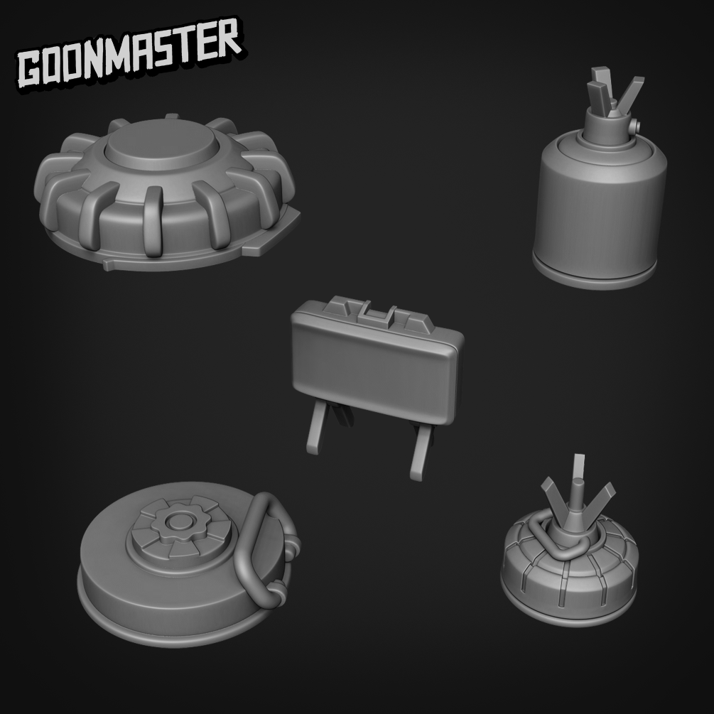 Land Mine Bombs Set of 5 DND TTRPG Resin Terrain