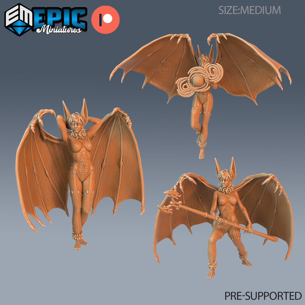 Bat Succubus DND Miniature TTRPG Resin Figure 25mm Base