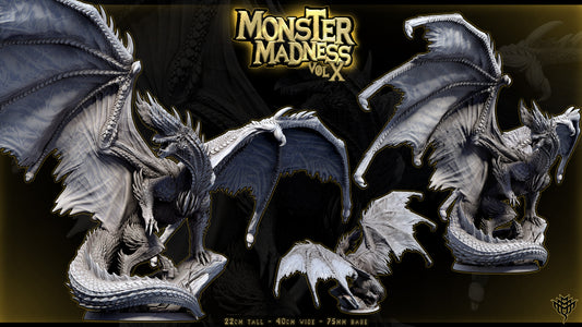Blazing Black Dragon DND TTRPG Resin Model 75mm Base