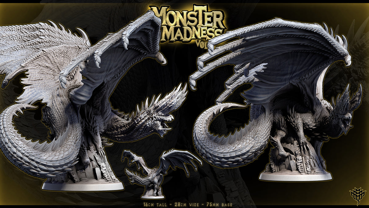 Blazing Black Dragon DND TTRPG Resin Model 75mm Base