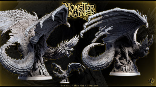 Blazing Black Dragon DND TTRPG Resin Model 75mm Base