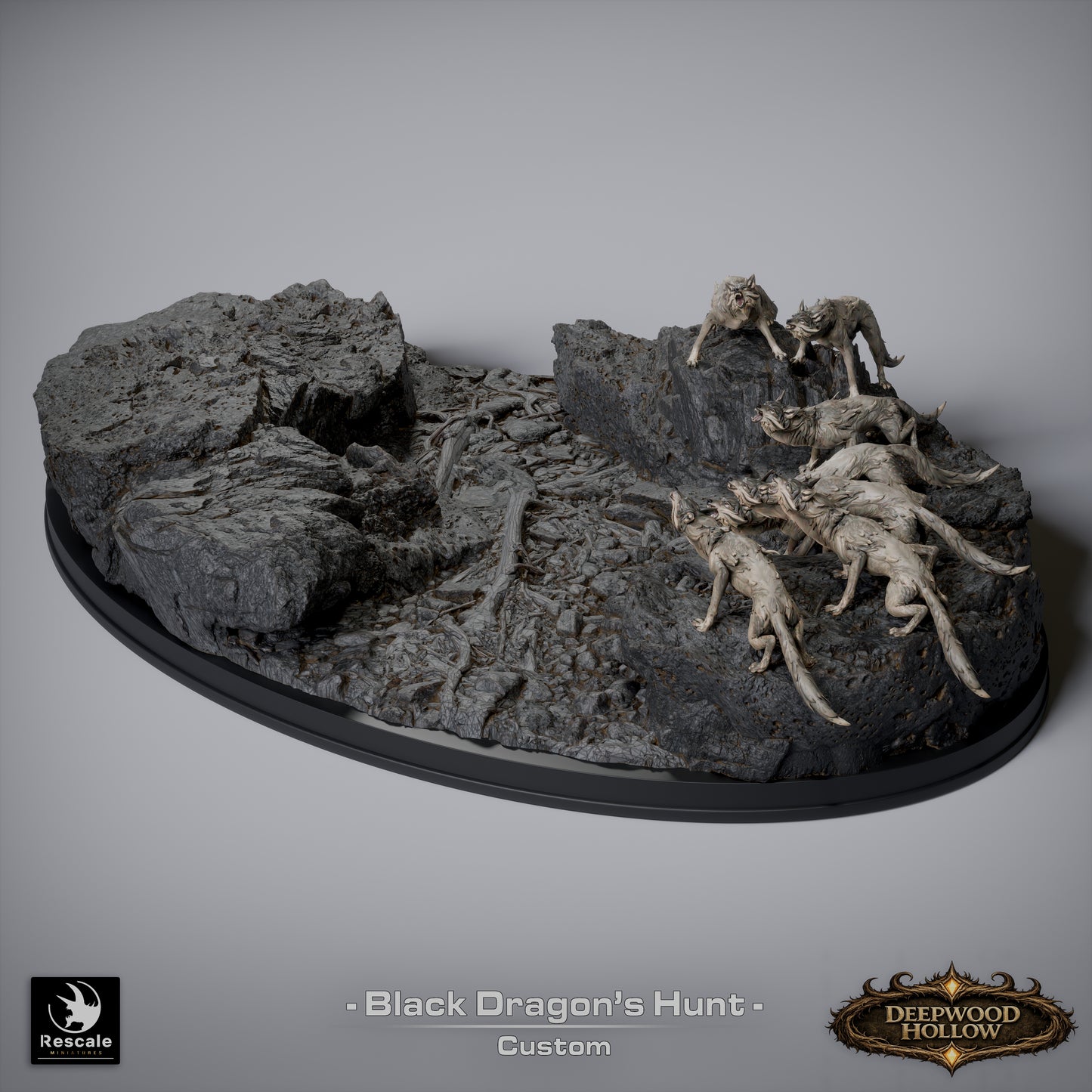 Black Dragon Hunt | Epic Boss Encounter Diorama | Resin Tabletop RPG Display