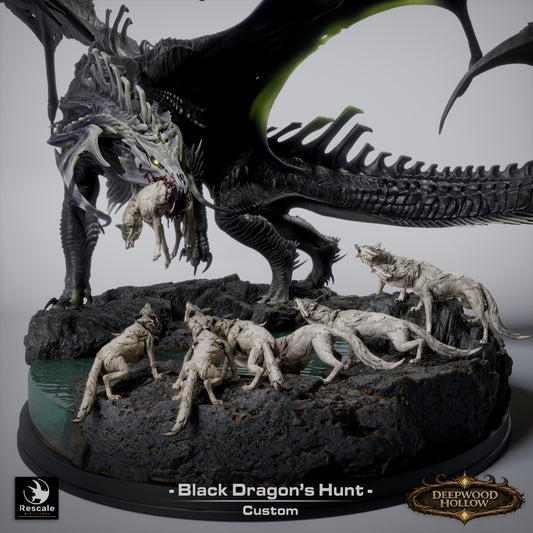 Black Dragon Hunt | Epic Boss Encounter Diorama | Resin Tabletop RPG Display