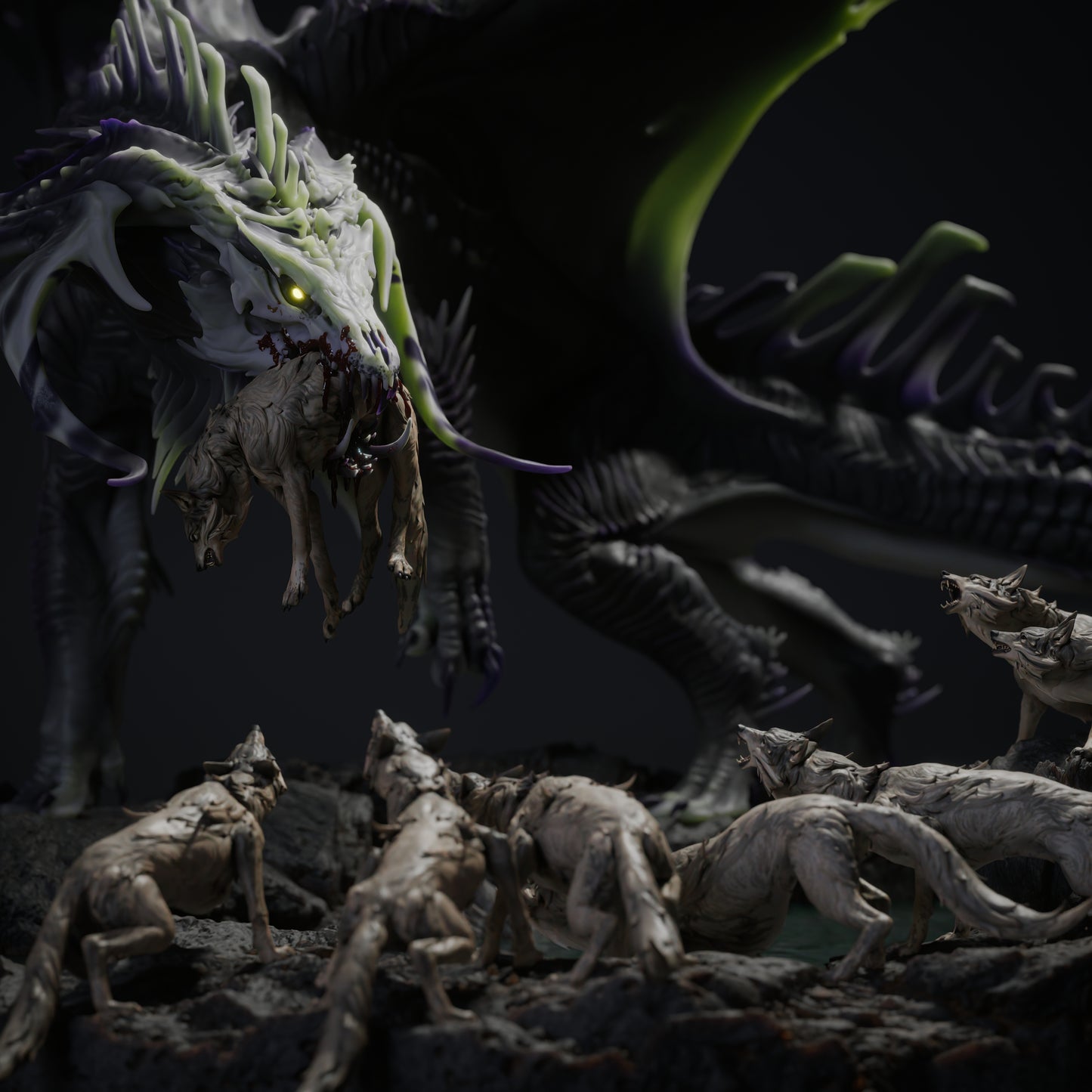 Black Dragon Hunt | Epic Boss Encounter Diorama | Resin Tabletop RPG Display