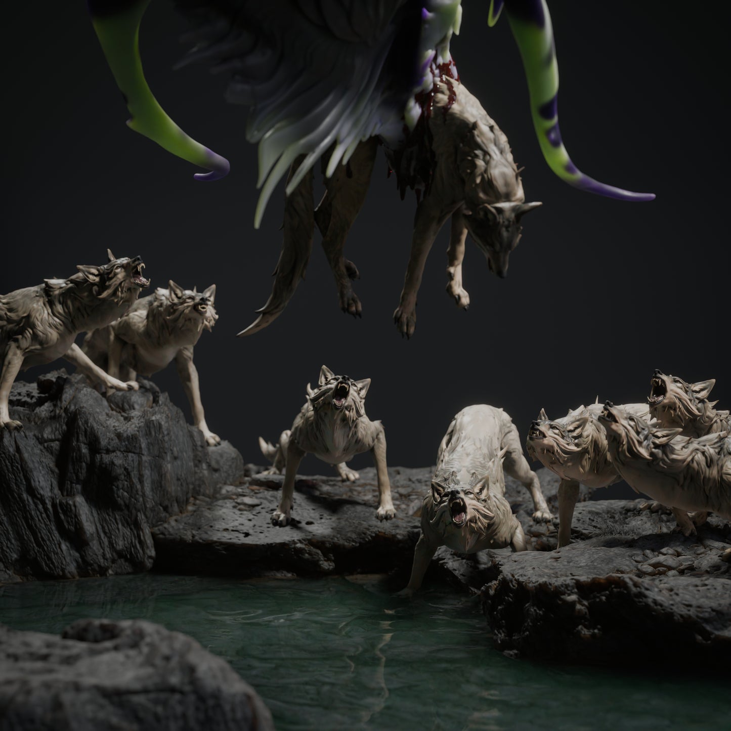 Black Dragon Hunt | Epic Boss Encounter Diorama | Resin Tabletop RPG Display