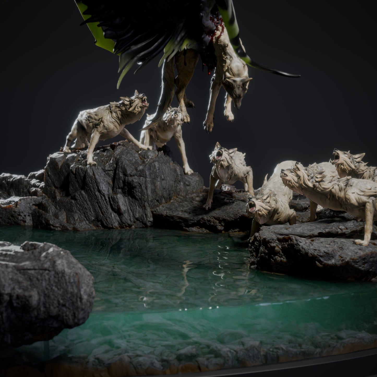 Black Dragon Hunt | Epic Boss Encounter Diorama | Resin Tabletop RPG Display