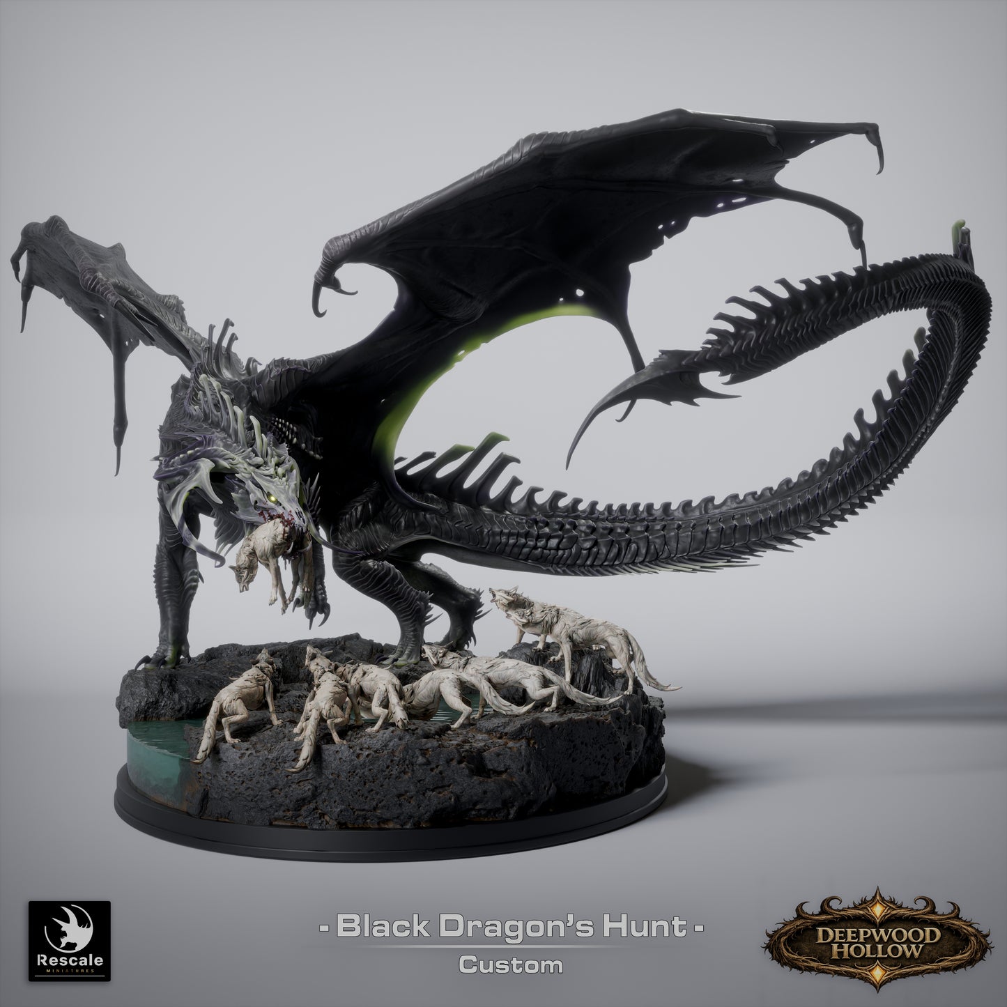 Black Dragon Hunt | Epic Boss Encounter Diorama | Resin Tabletop RPG Display