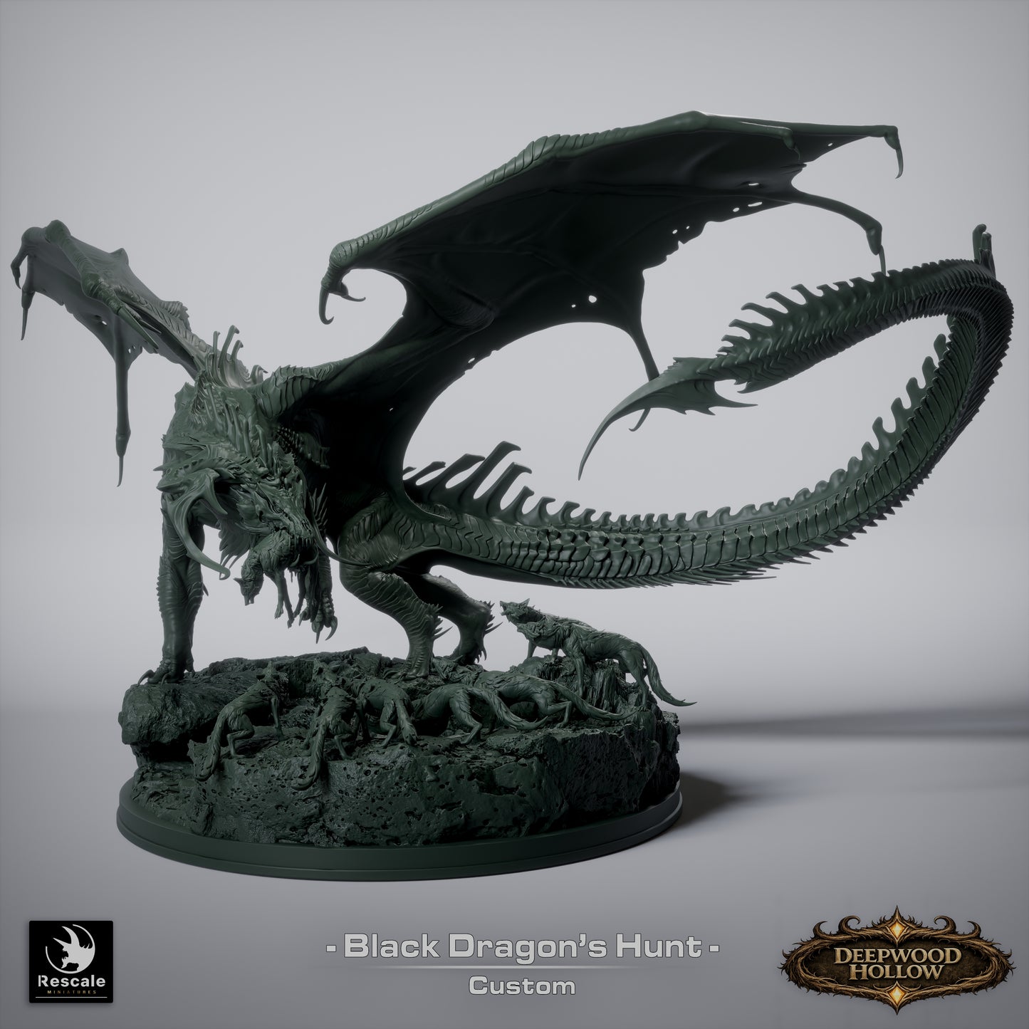 Black Dragon Hunt | Epic Boss Encounter Diorama | Resin Tabletop RPG Display