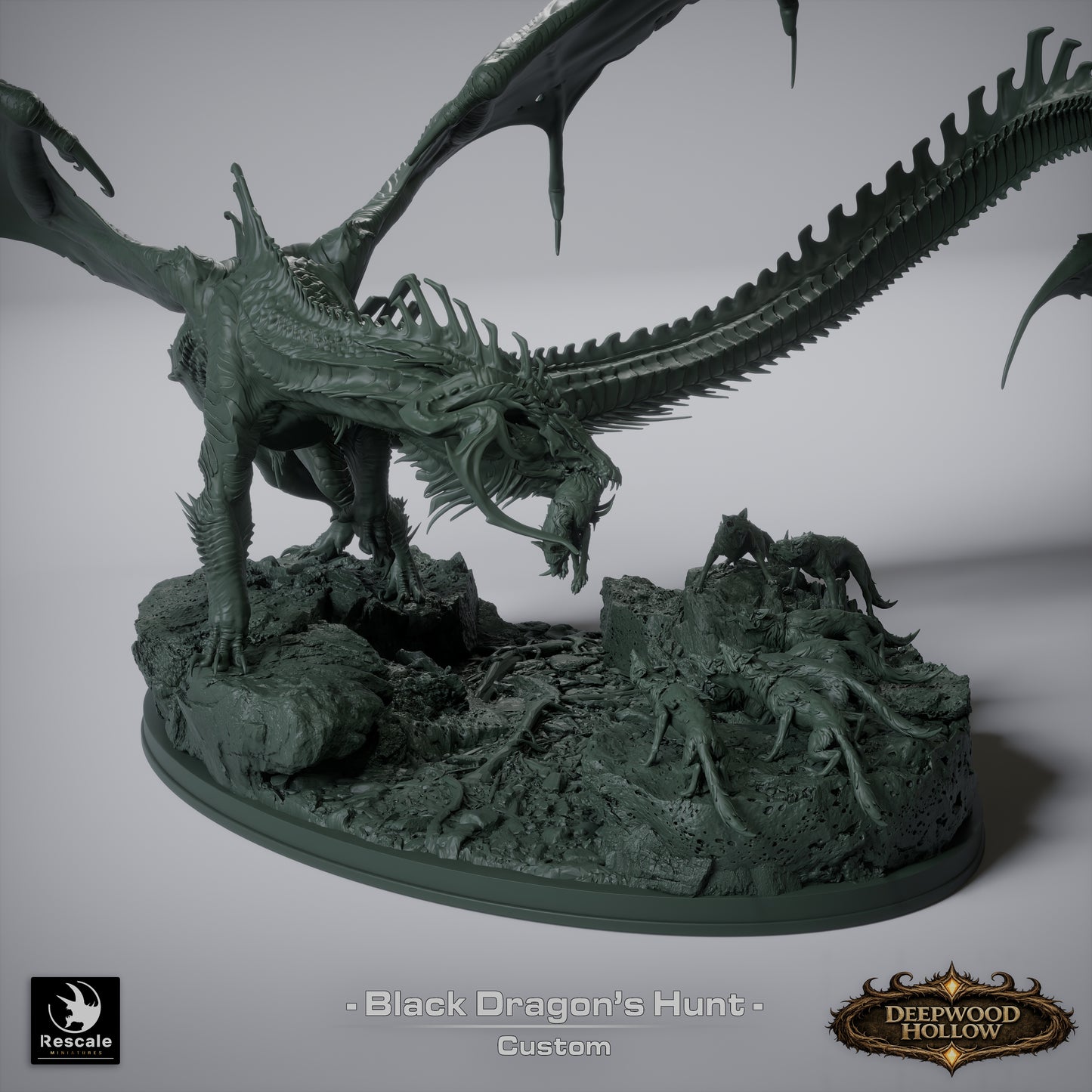 Black Dragon Hunt | Epic Boss Encounter Diorama | Resin Tabletop RPG Display