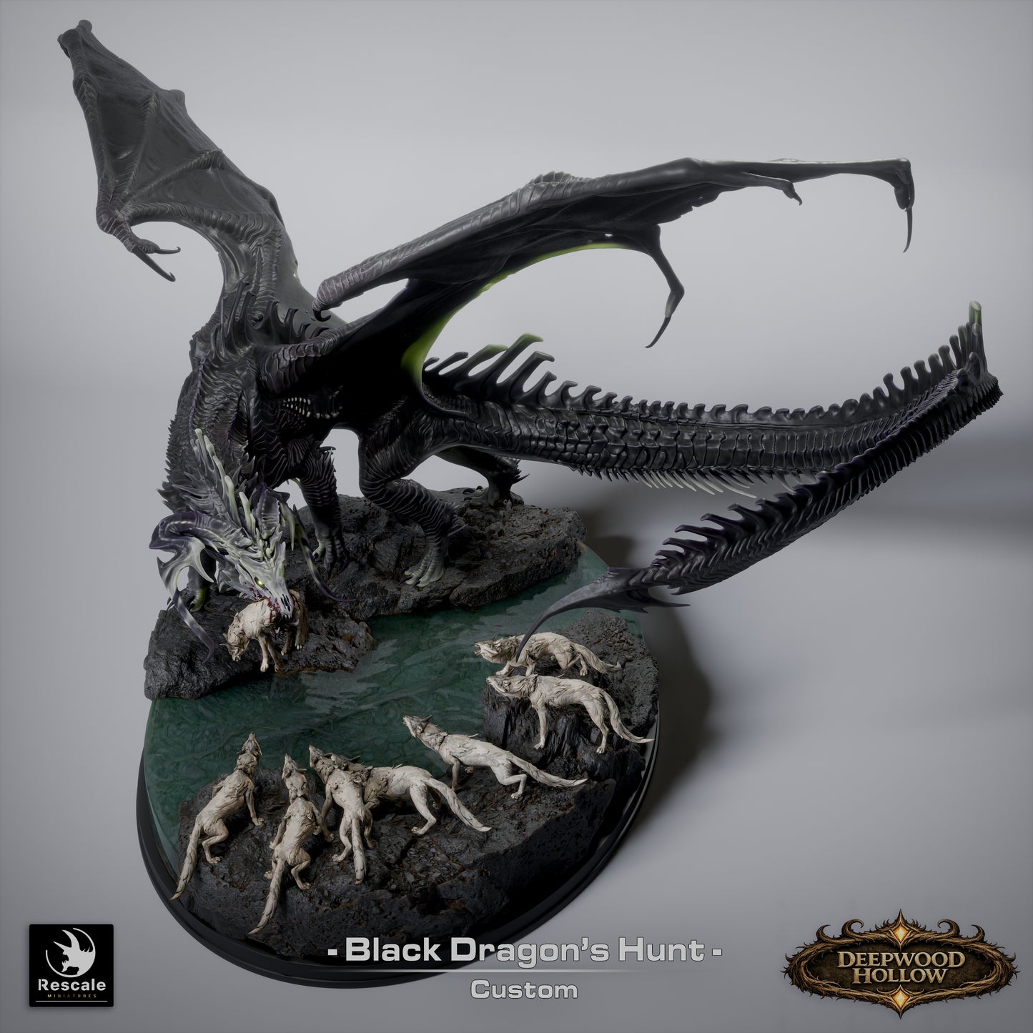 Black Dragon Hunt | Epic Boss Encounter Diorama | Resin Tabletop RPG Display