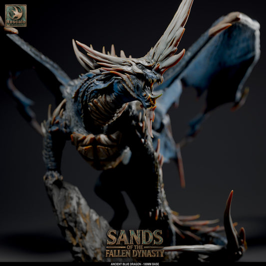 Blue Elder Dragon | Ancient Storm Tyrant | Resin Tabletop RPG Figure | 100mm Base